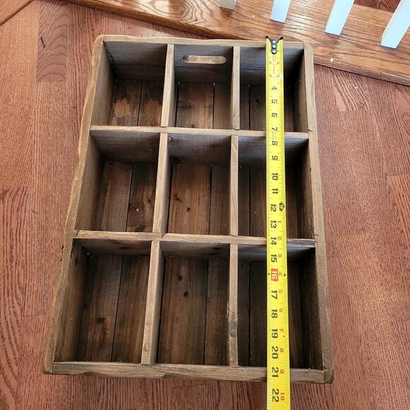 Vintage-look Wooden Compartment Crate Box - Picture 7 of 9